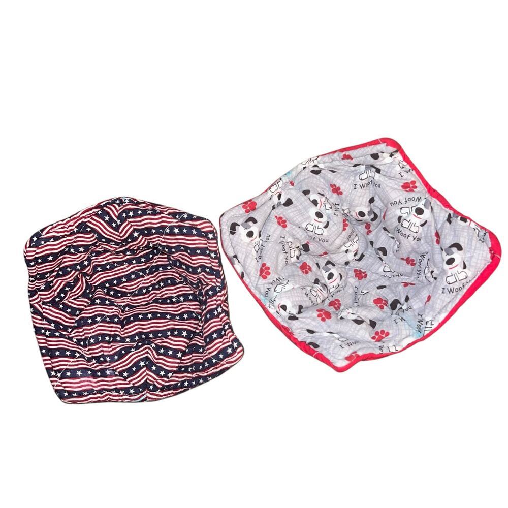 Set of 2 Microwavable Reversible Quilted Bowl Cozies for Hot/Cold Food Bowls